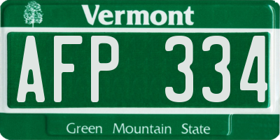 VT license plate AFP334