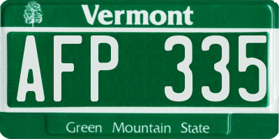 VT license plate AFP335