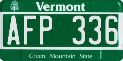 VT license plate AFP336