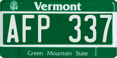 VT license plate AFP337
