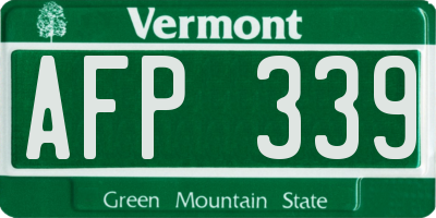 VT license plate AFP339