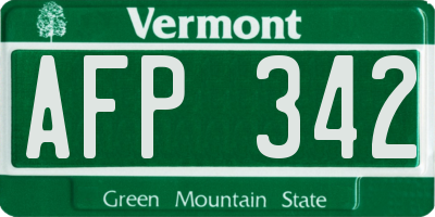 VT license plate AFP342