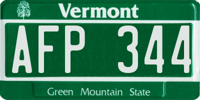 VT license plate AFP344