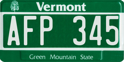 VT license plate AFP345