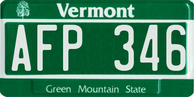 VT license plate AFP346