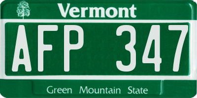 VT license plate AFP347
