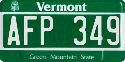 VT license plate AFP349