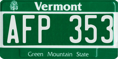 VT license plate AFP353