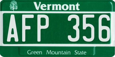 VT license plate AFP356