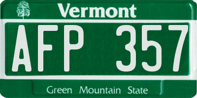 VT license plate AFP357