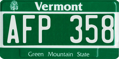 VT license plate AFP358