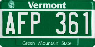 VT license plate AFP361