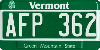 VT license plate AFP362