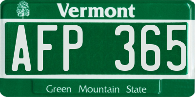 VT license plate AFP365