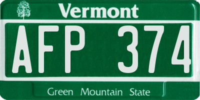 VT license plate AFP374