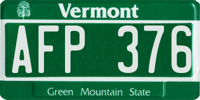 VT license plate AFP376
