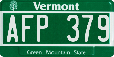 VT license plate AFP379