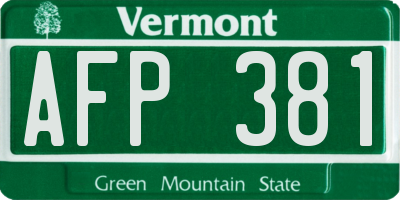 VT license plate AFP381