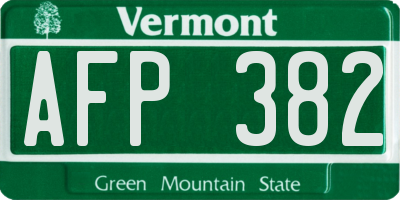 VT license plate AFP382