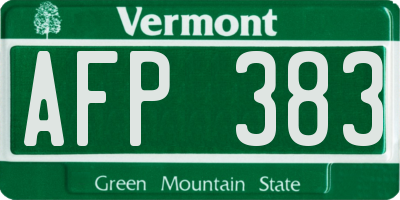 VT license plate AFP383