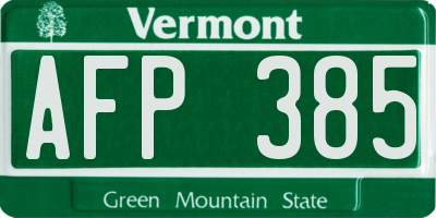 VT license plate AFP385