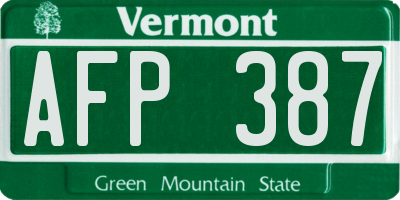 VT license plate AFP387