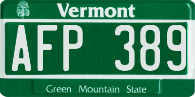 VT license plate AFP389