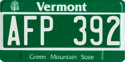 VT license plate AFP392