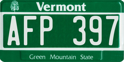 VT license plate AFP397