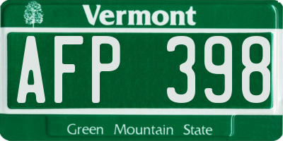 VT license plate AFP398