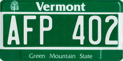 VT license plate AFP402