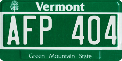 VT license plate AFP404
