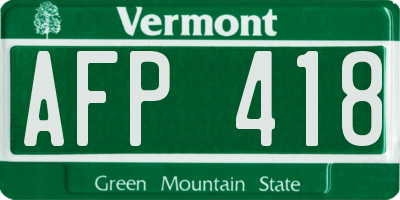 VT license plate AFP418