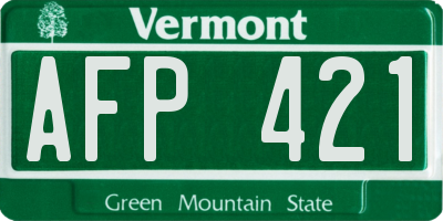 VT license plate AFP421