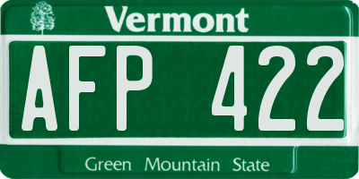 VT license plate AFP422