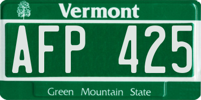VT license plate AFP425