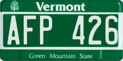 VT license plate AFP426