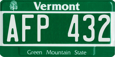VT license plate AFP432