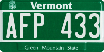 VT license plate AFP433