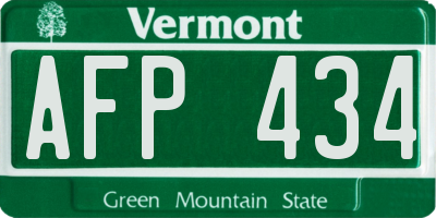 VT license plate AFP434
