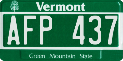 VT license plate AFP437