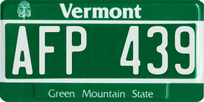 VT license plate AFP439