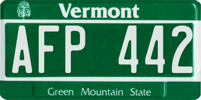 VT license plate AFP442