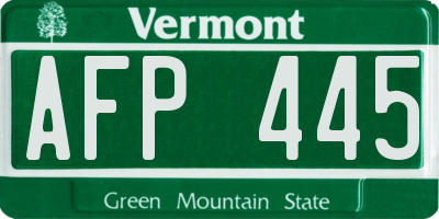 VT license plate AFP445