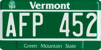 VT license plate AFP452