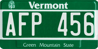 VT license plate AFP456