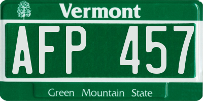 VT license plate AFP457