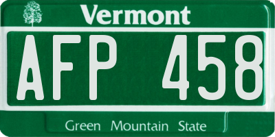 VT license plate AFP458