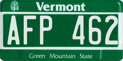 VT license plate AFP462