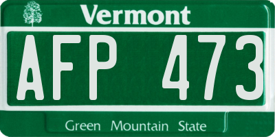 VT license plate AFP473
